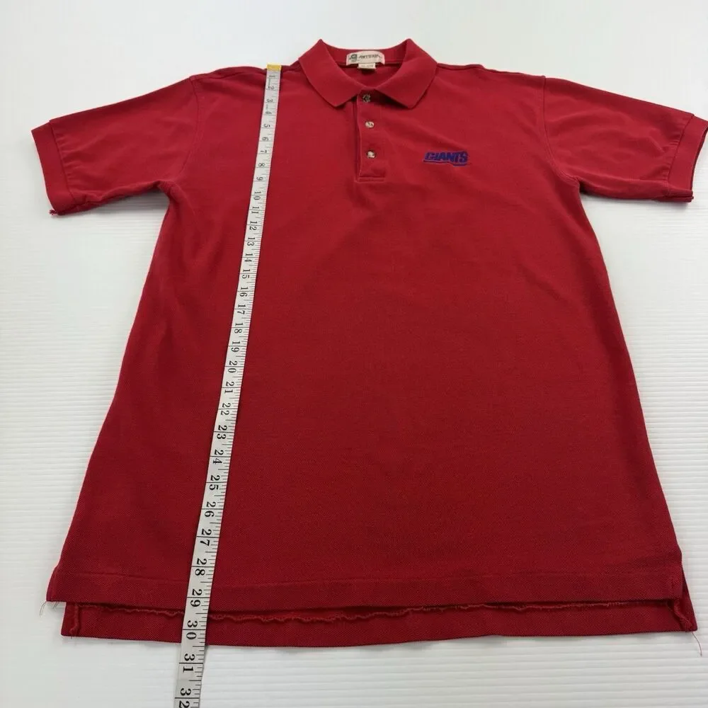 Vintage Antigua New York Giants Polo Shirt Mens L Red Embroidered NFL